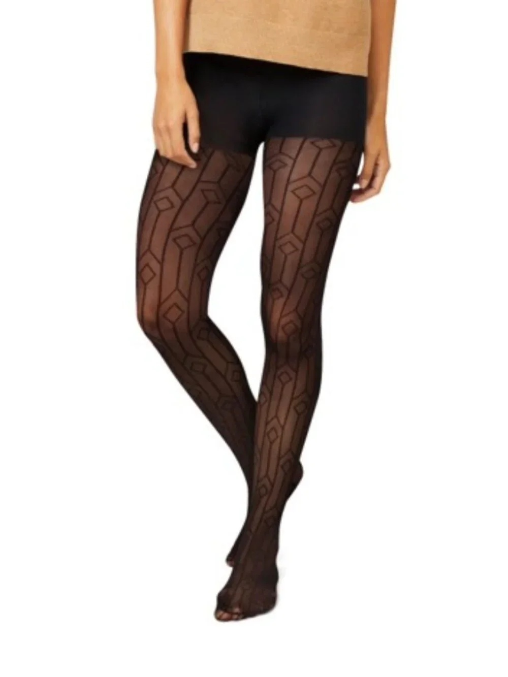 Hanes Art Deco Tights - Black - XXL
